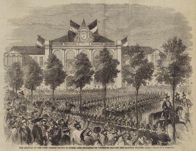 The Arrival of the First French Troops at Turin, the Chasseurs de Vincennes Leaving the Railway Station by Frank Vizetelly